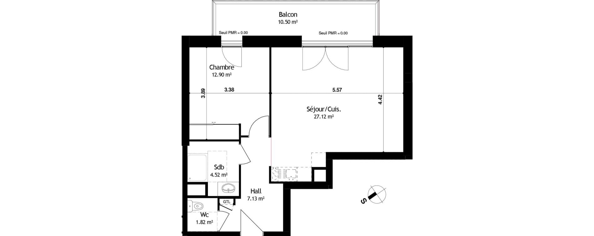 Appartement T2 de 53,49 m2 &agrave; Cessy Centre