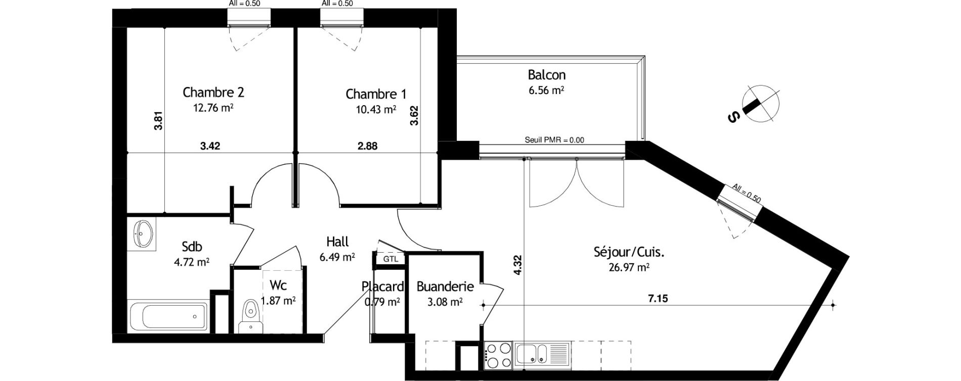 Appartement T3 de 67,11 m2 &agrave; Cessy Centre