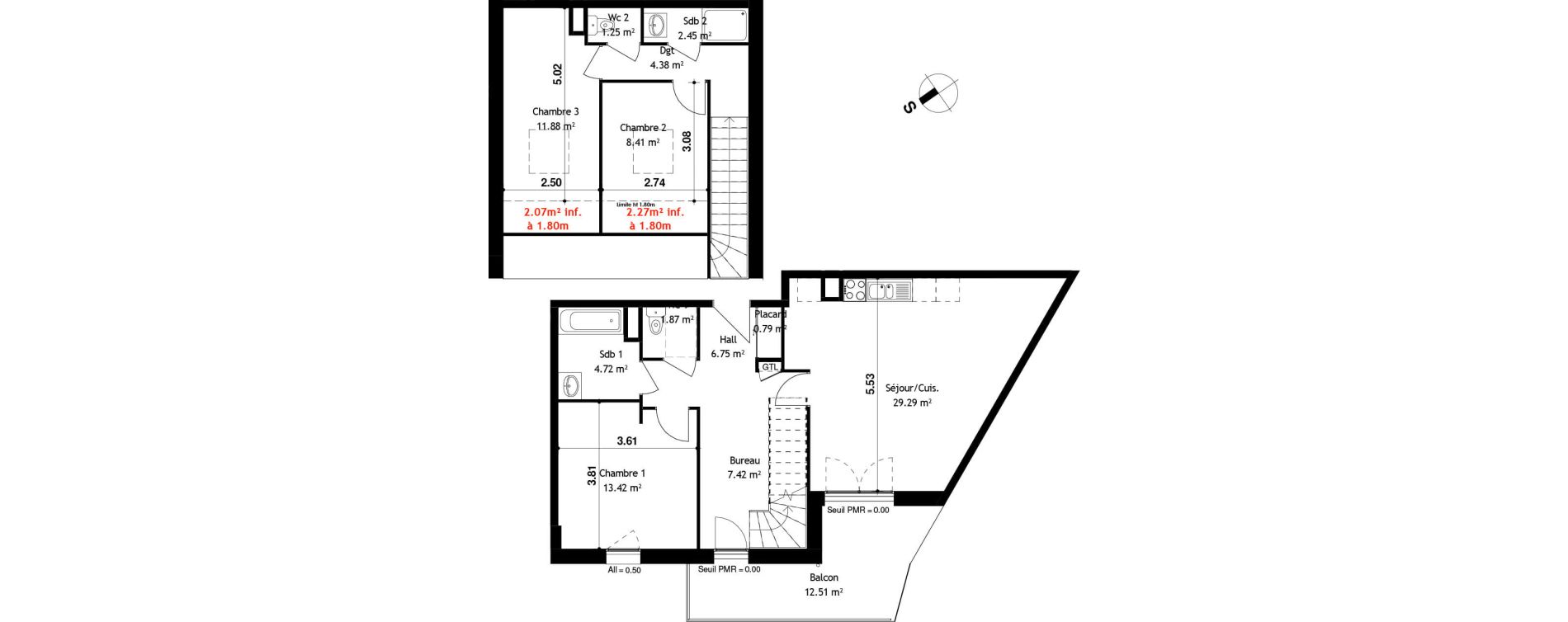 Duplex T4 de 92,63 m2 &agrave; Cessy Centre