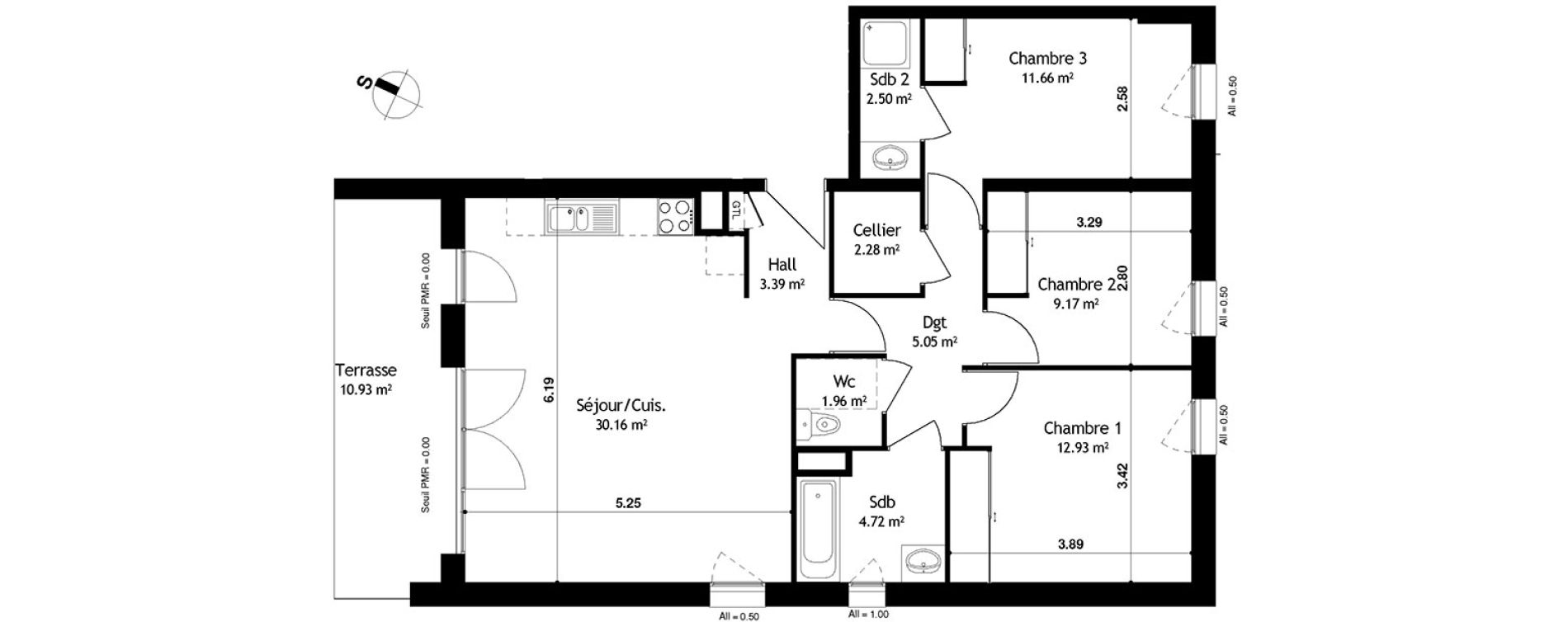 Appartement T2 de 83,82 m2 &agrave; Cessy Centre