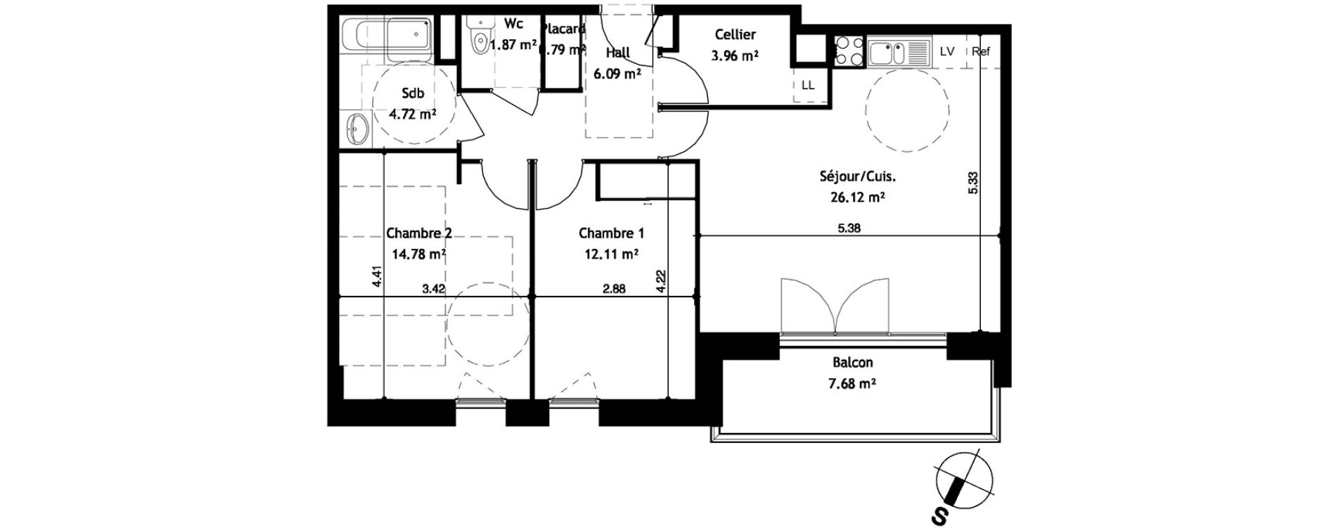 Appartement T3 de 70,44 m2 &agrave; Cessy Centre