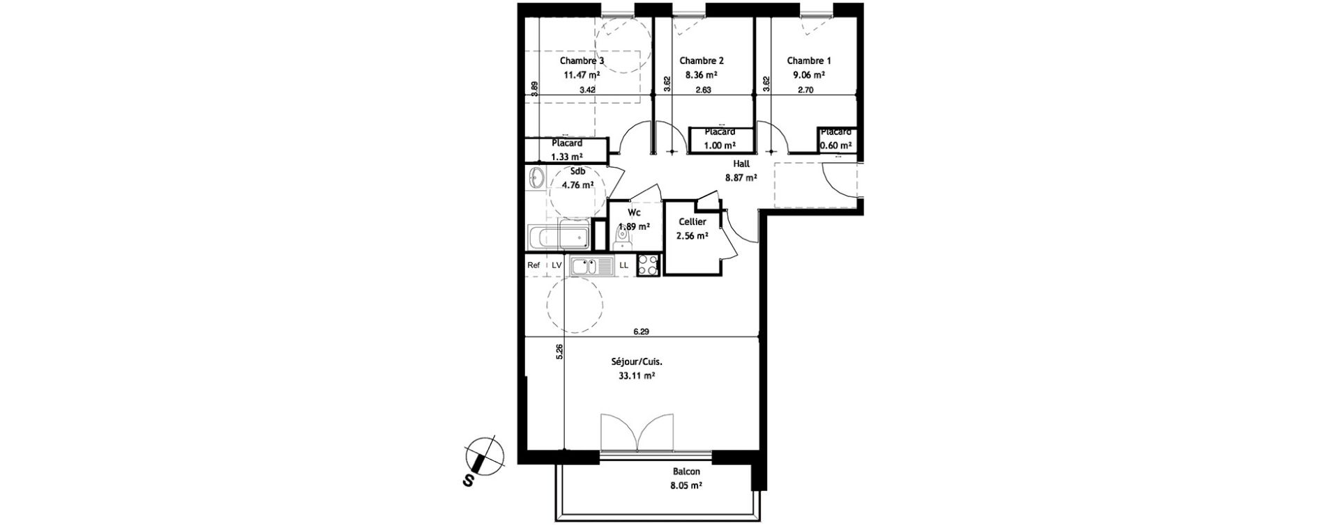 Appartement T3 de 83,01 m2 &agrave; Cessy Centre