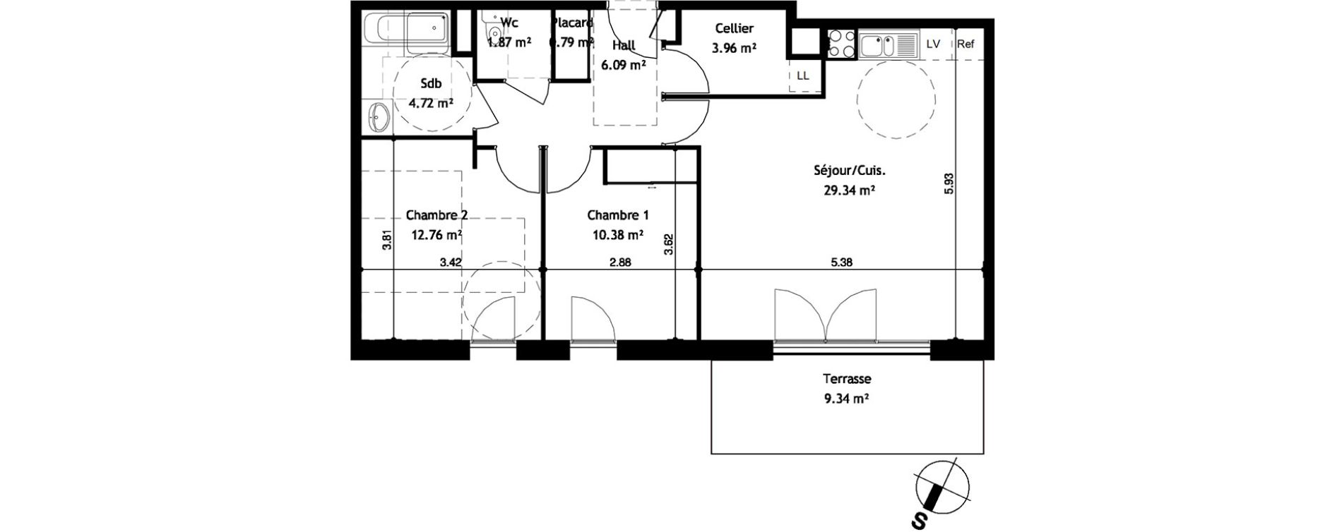 Appartement T3 de 69,91 m2 &agrave; Cessy Centre