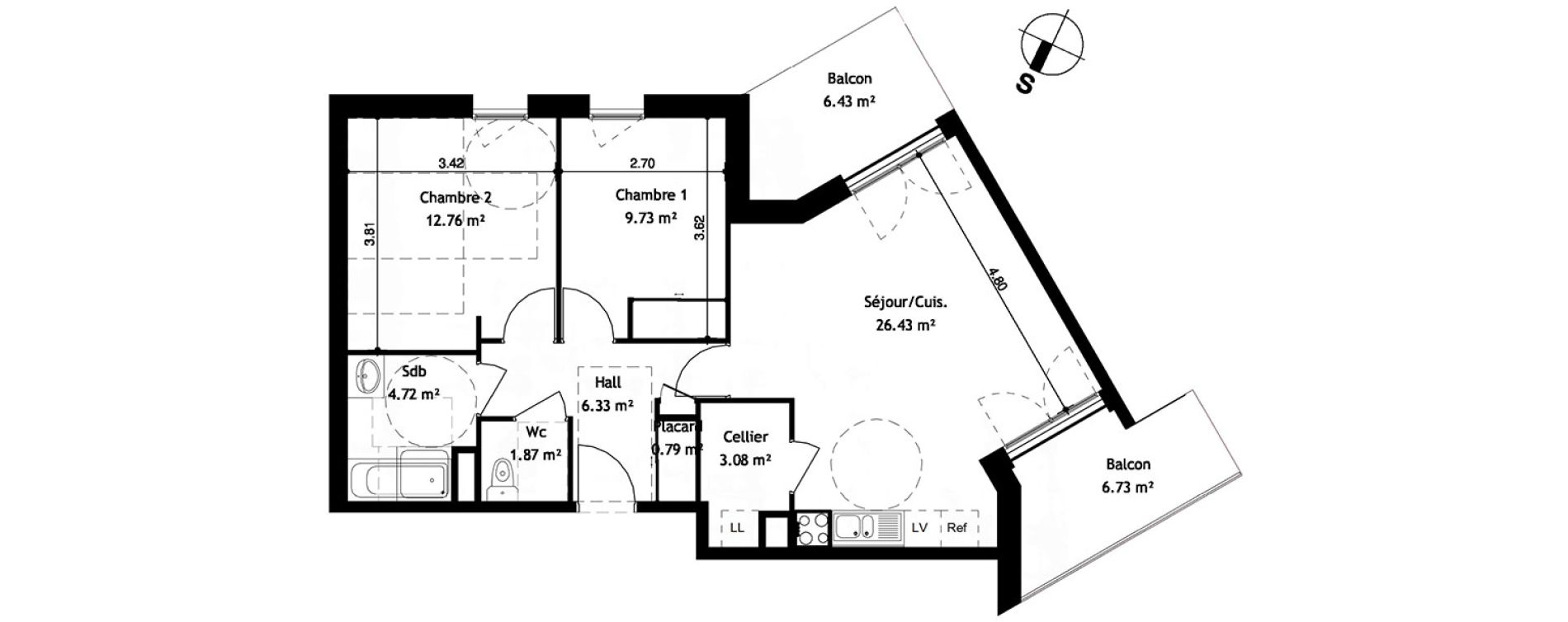 Appartement T3 de 65,71 m2 &agrave; Cessy Centre