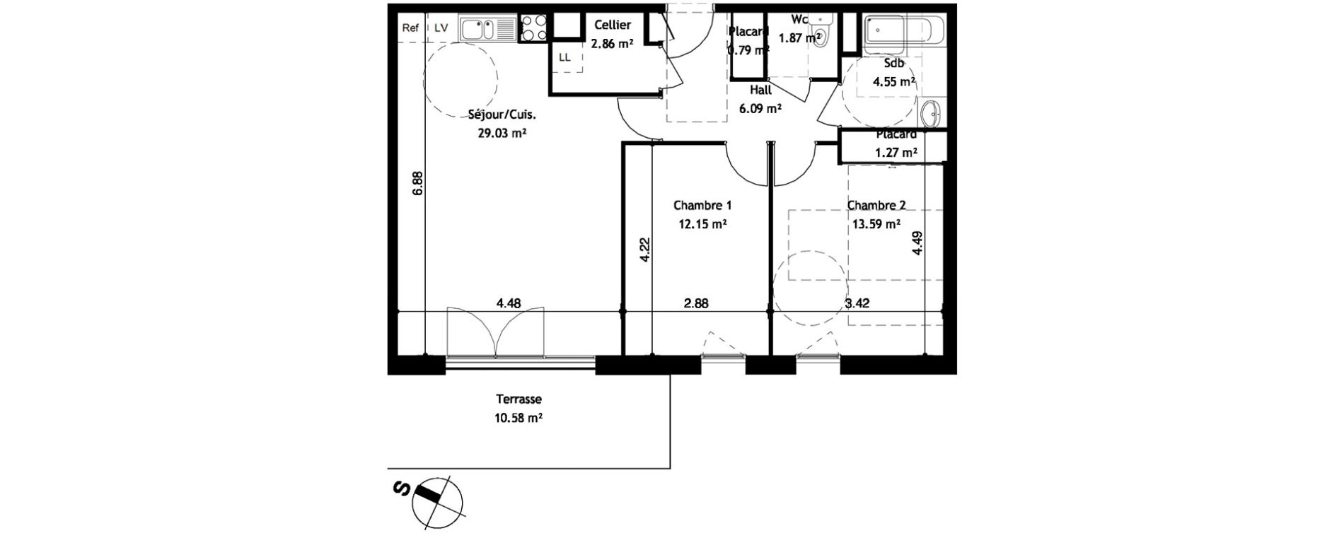 Appartement T3 de 72,20 m2 &agrave; Cessy Centre