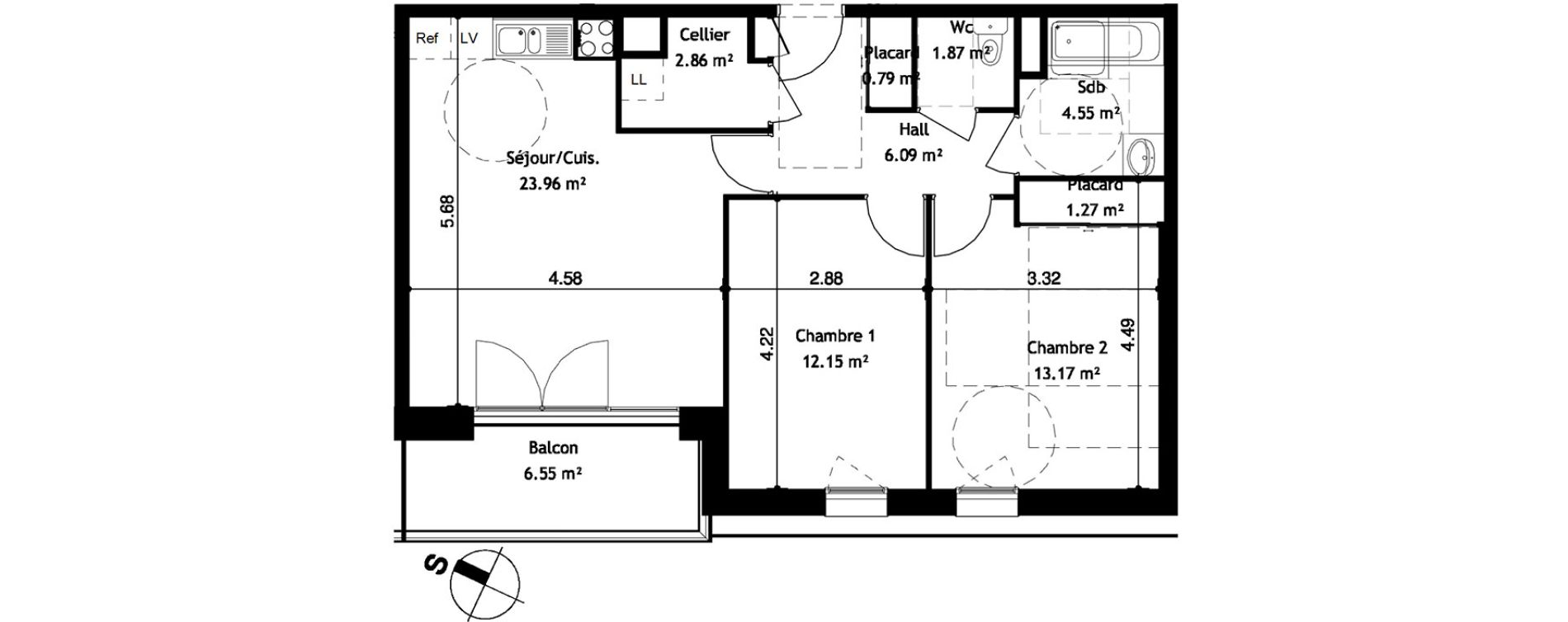 Appartement T3 de 66,71 m2 &agrave; Cessy Centre
