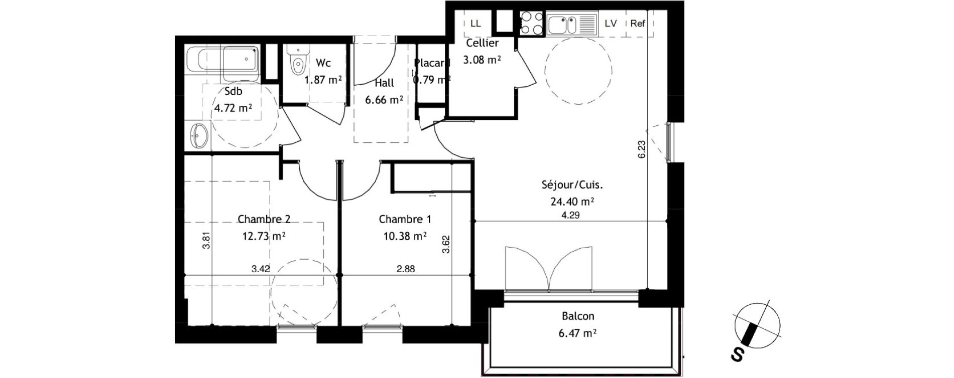 Appartement T3 de 64,63 m2 &agrave; Cessy Centre