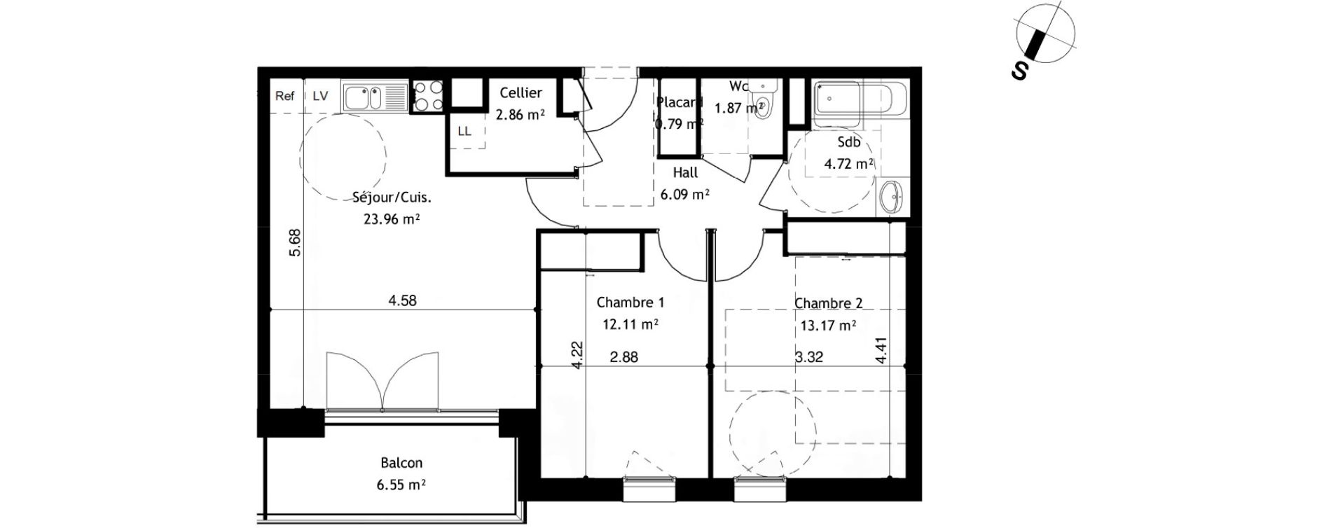 Appartement T3 de 65,57 m2 &agrave; Cessy Centre