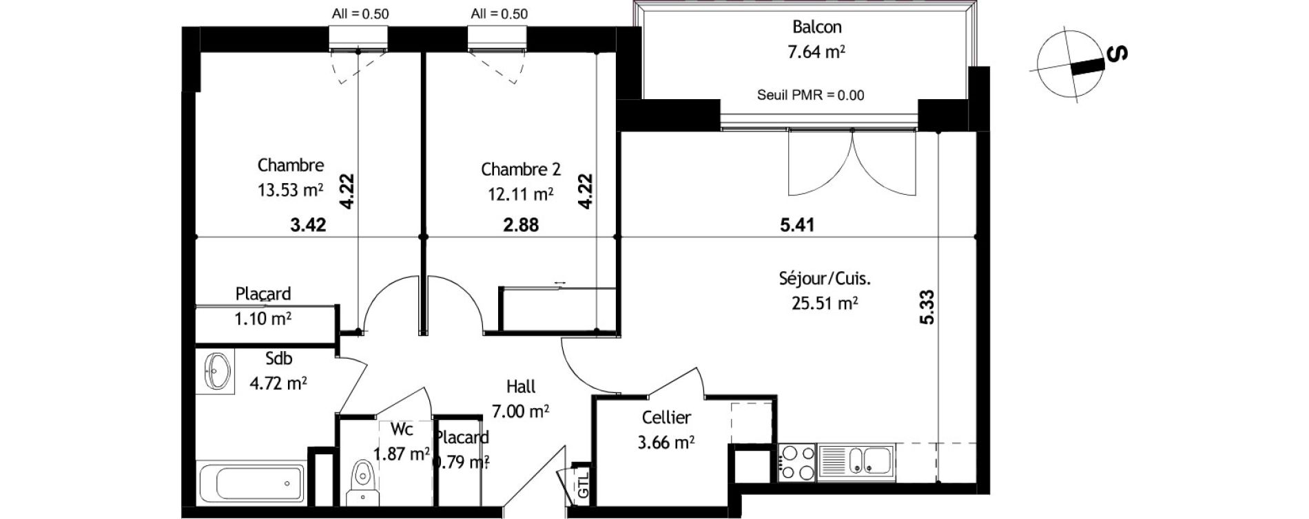 Appartement T3 de 70,29 m2 &agrave; Cessy Centre