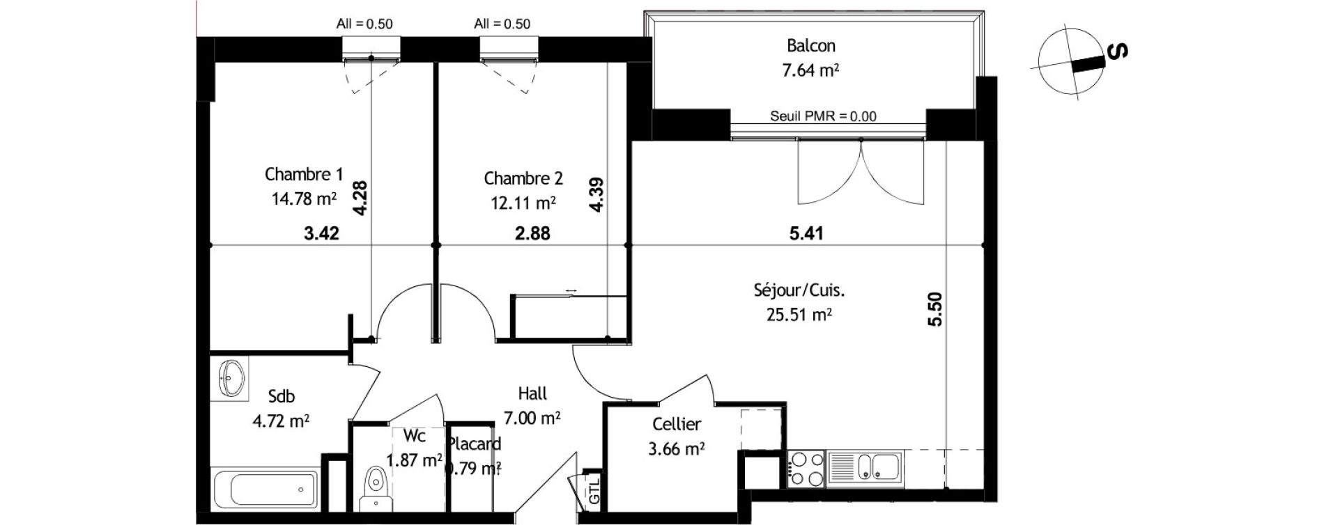 Appartement T3 de 70,44 m2 &agrave; Cessy Centre
