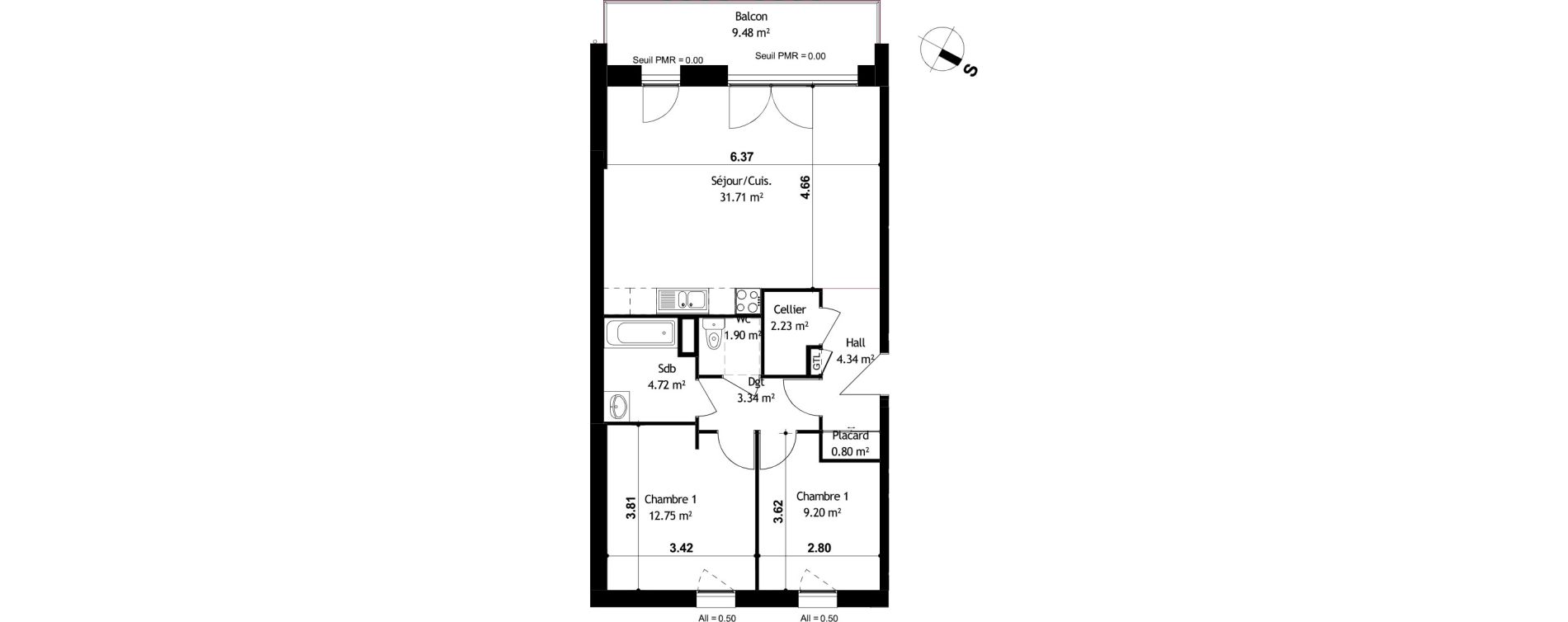 Appartement T3 de 70,99 m2 &agrave; Cessy Centre