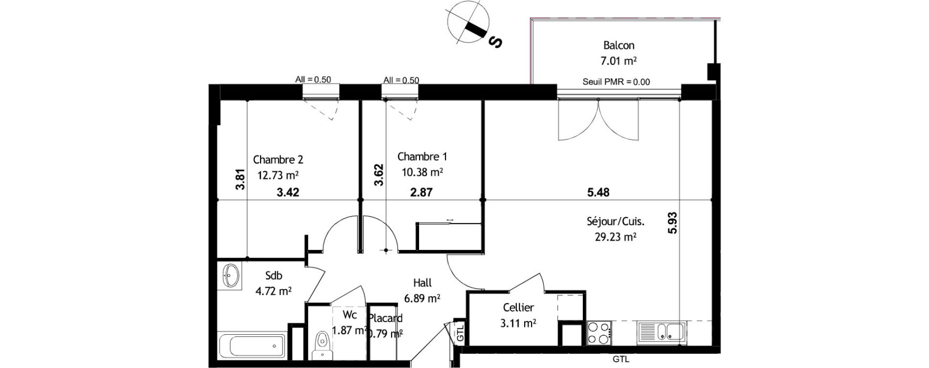 Appartement T3 de 69,72 m2 &agrave; Cessy Centre