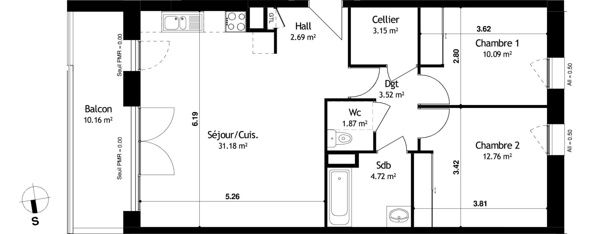Appartement T3 de 69,98 m2 &agrave; Cessy Centre