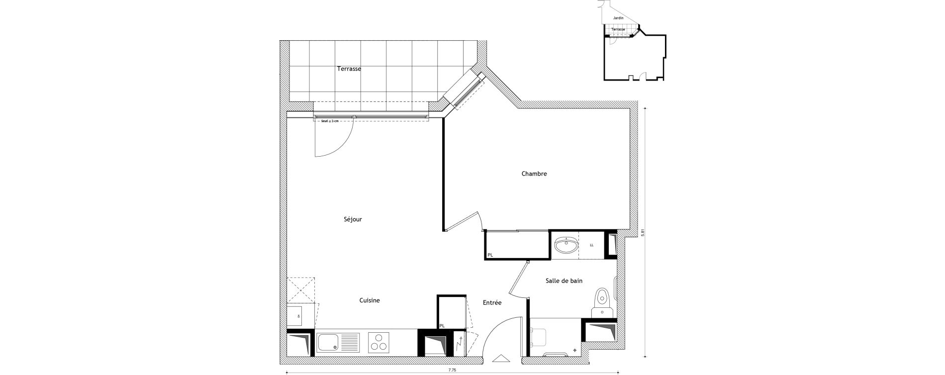 Appartement T2 de 42,74 m2 &agrave; Cessy Centre