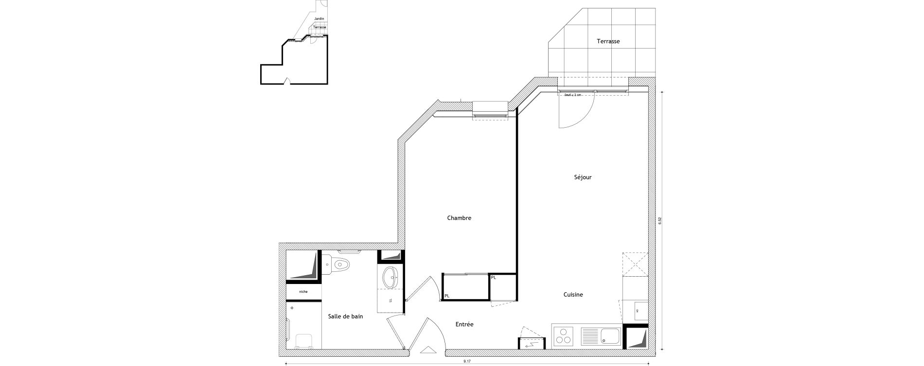 Appartement T2 de 43,29 m2 &agrave; Cessy Centre