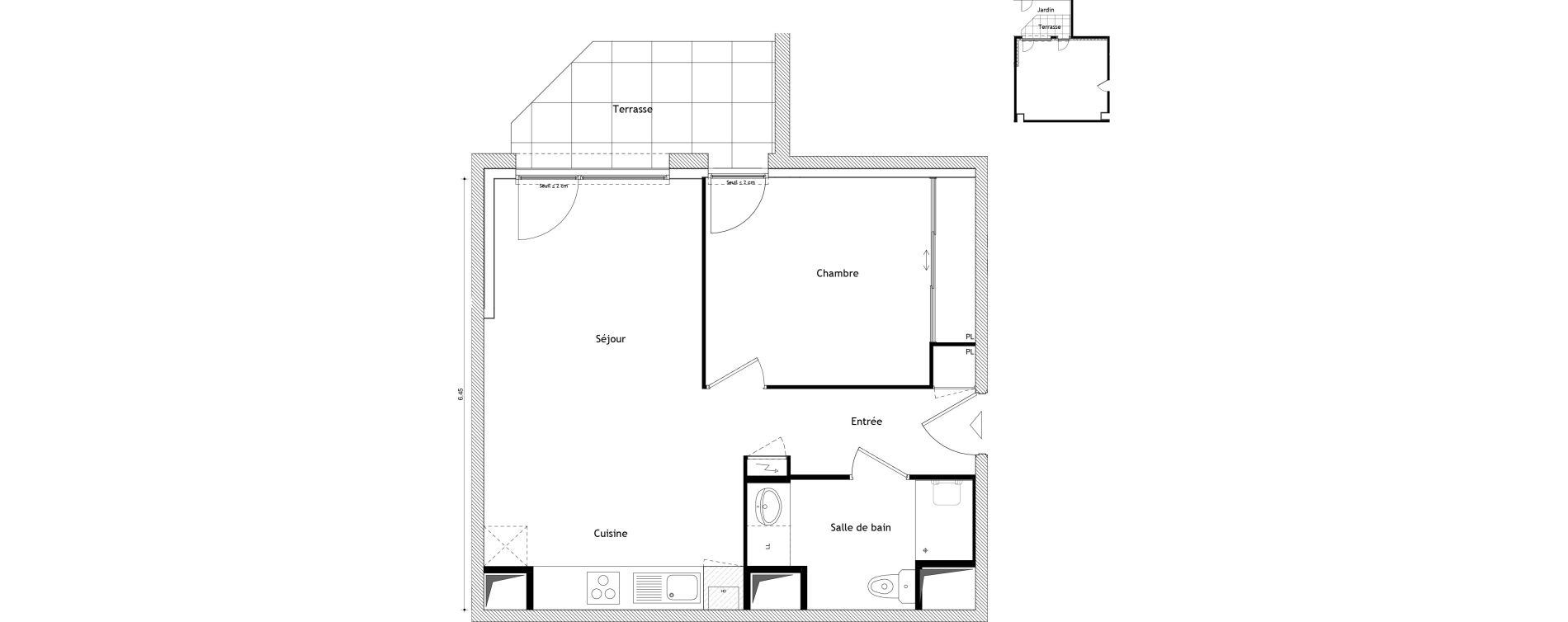 Appartement T2 de 44,43 m2 &agrave; Cessy Centre