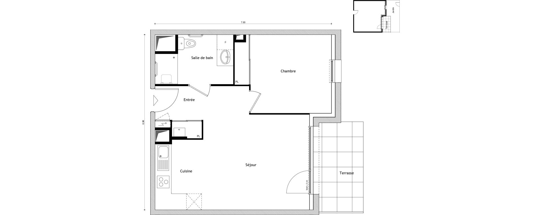Appartement T2 de 43,27 m2 &agrave; Cessy Centre