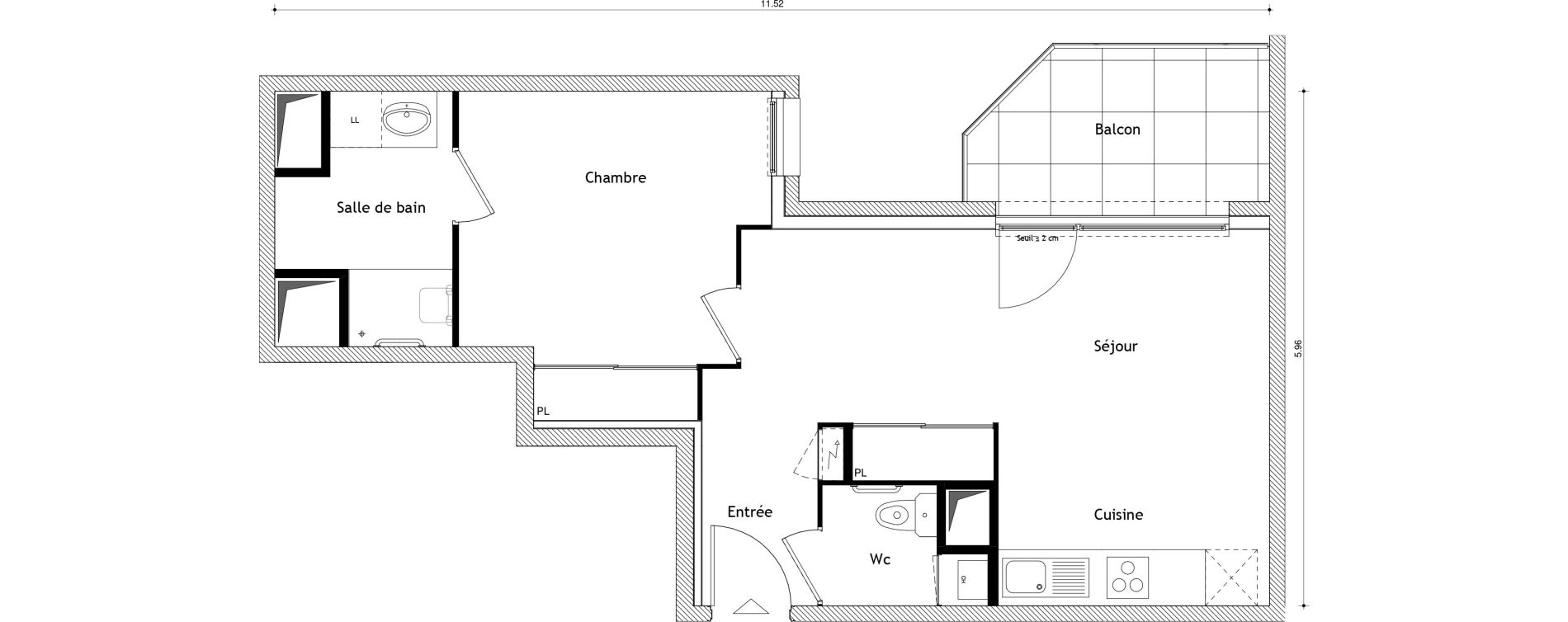 Appartement T2 de 43,02 m2 &agrave; Cessy Centre