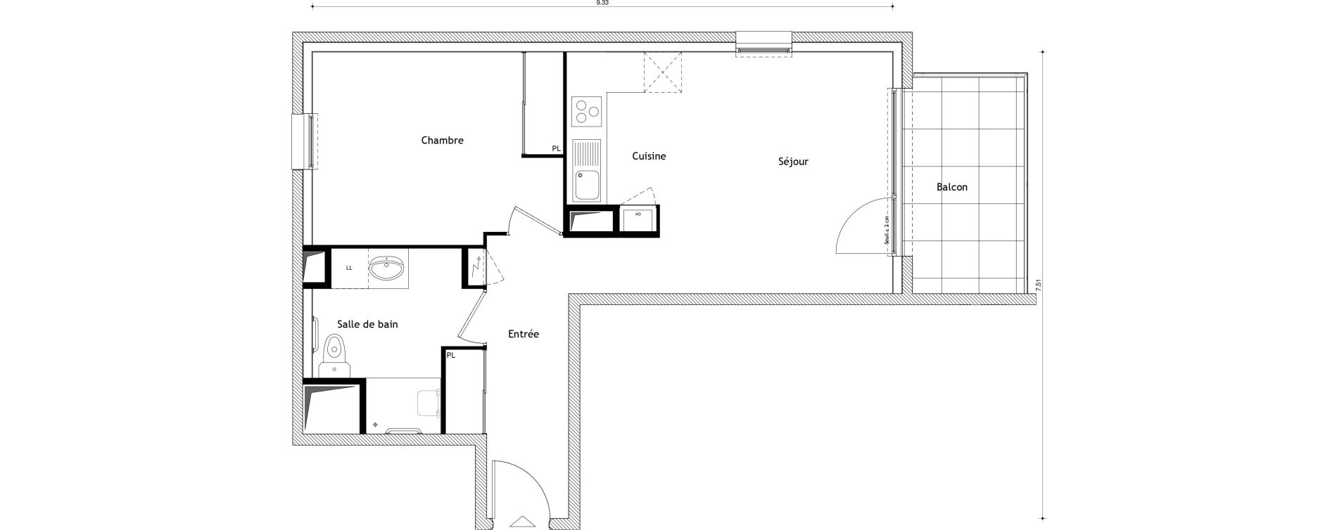 Appartement T2 de 45,07 m2 &agrave; Cessy Centre