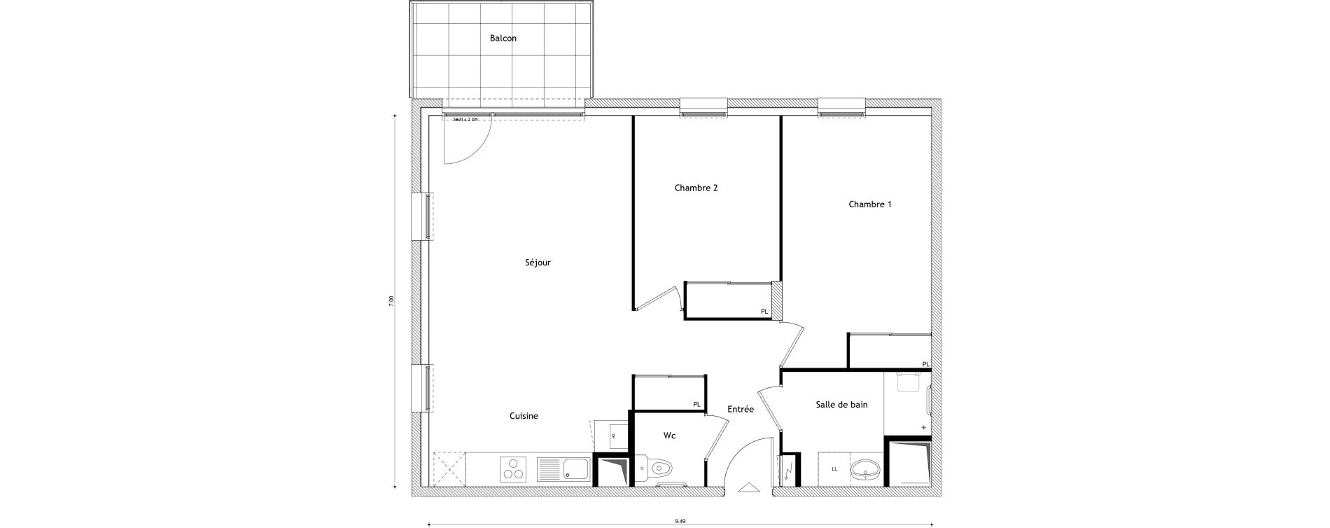 Appartement T3 de 63,51 m2 &agrave; Cessy Centre