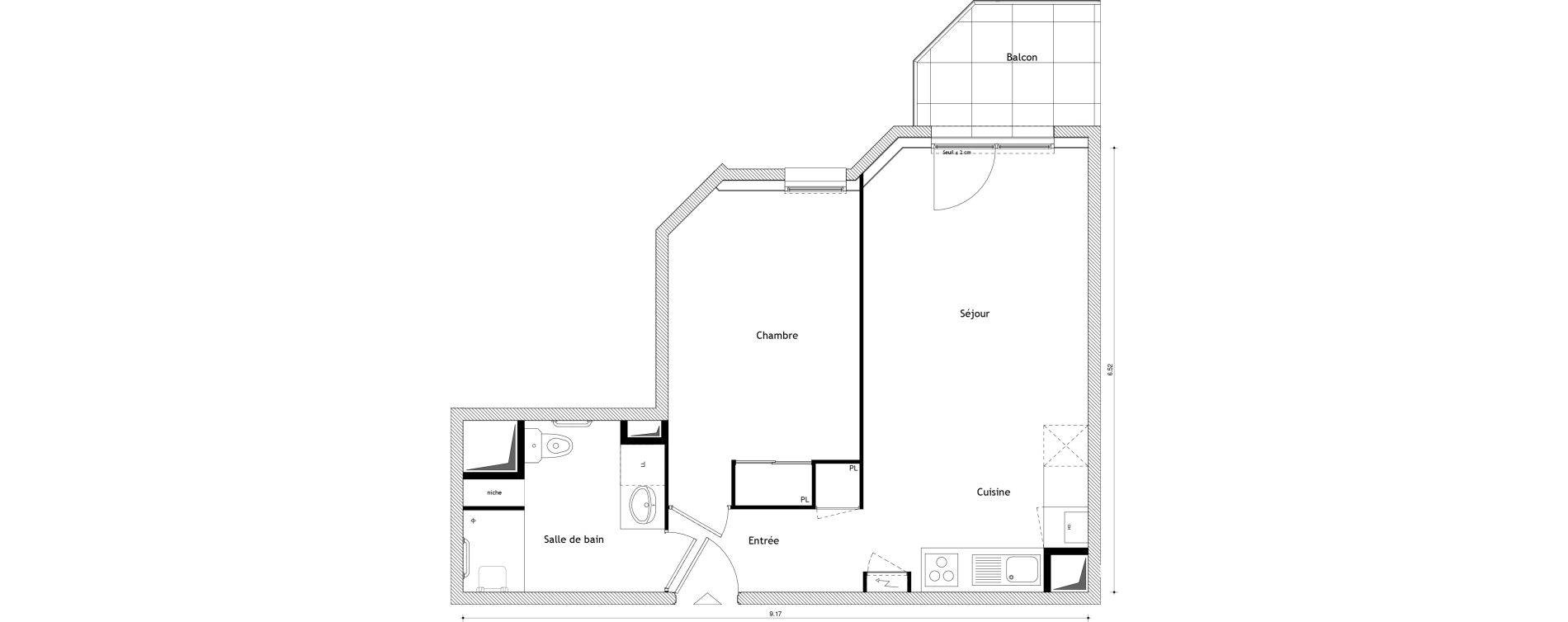 Appartement T2 de 43,31 m2 &agrave; Cessy Centre