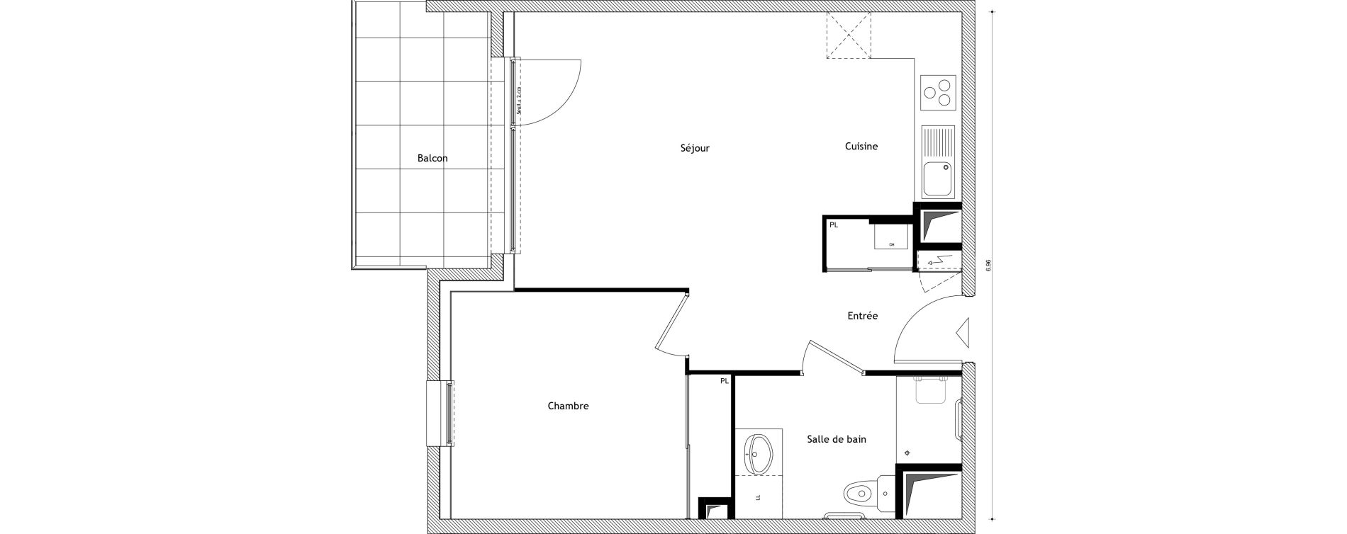 Appartement T2 de 43,25 m2 &agrave; Cessy Centre
