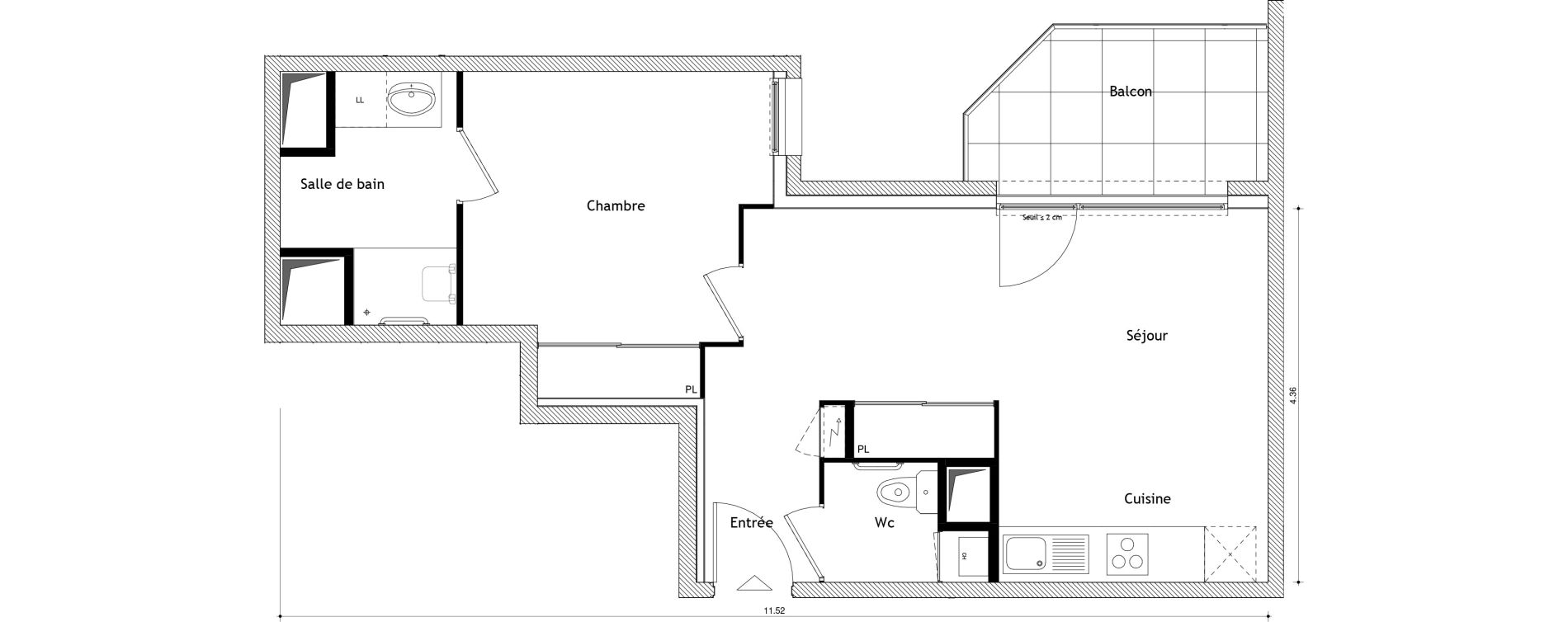 Appartement T2 de 43,02 m2 &agrave; Cessy Centre