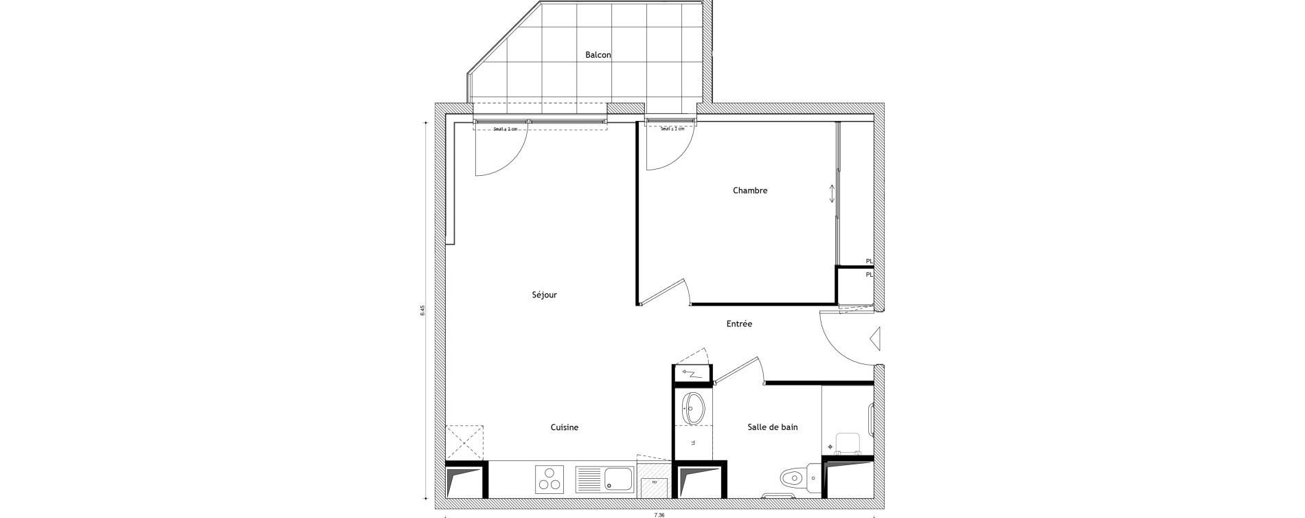 Appartement T2 de 44,39 m2 &agrave; Cessy Centre