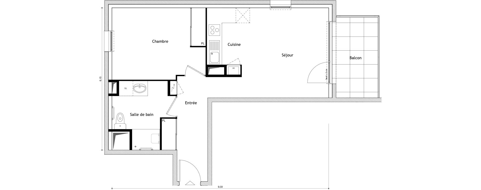 Appartement T2 de 45,07 m2 &agrave; Cessy Centre