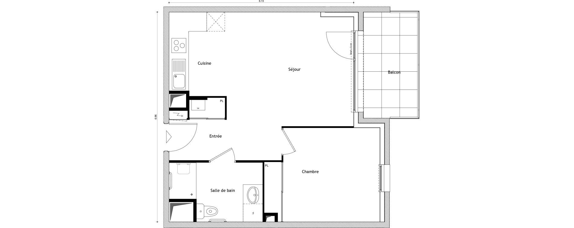 Appartement T2 de 43,11 m2 &agrave; Cessy Centre