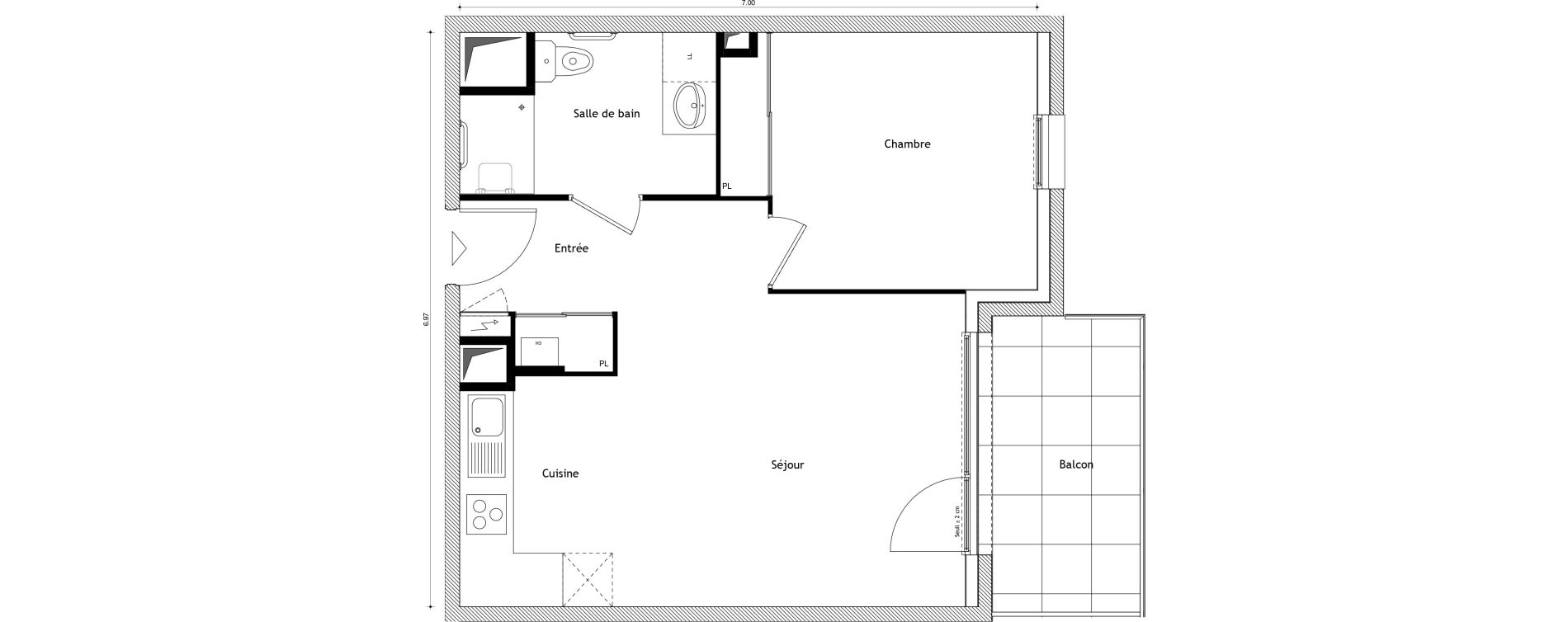 Appartement T2 de 43,32 m2 &agrave; Cessy Centre