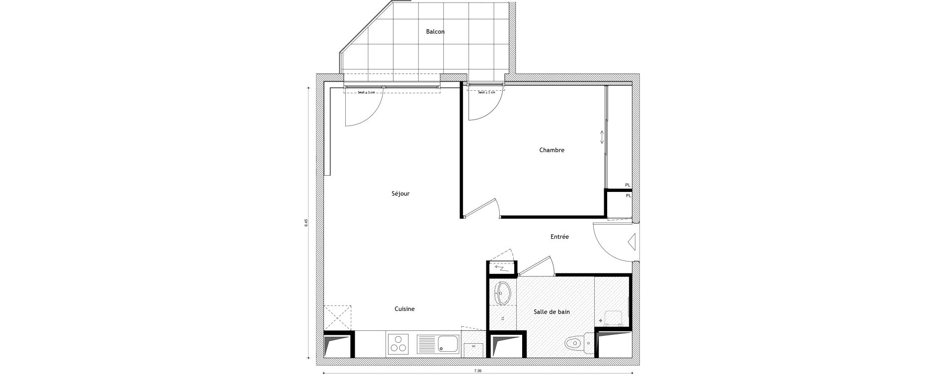 Appartement T2 de 44,28 m2 &agrave; Cessy Centre