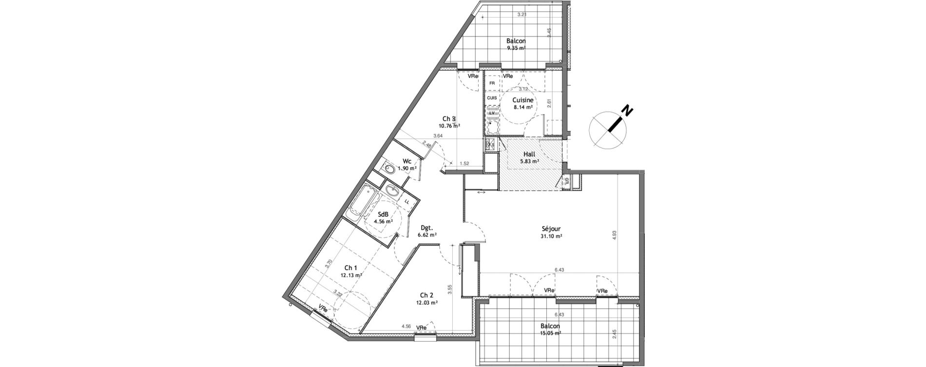 Appartement T4 de 93,07 m2 &agrave; Cessy Centre