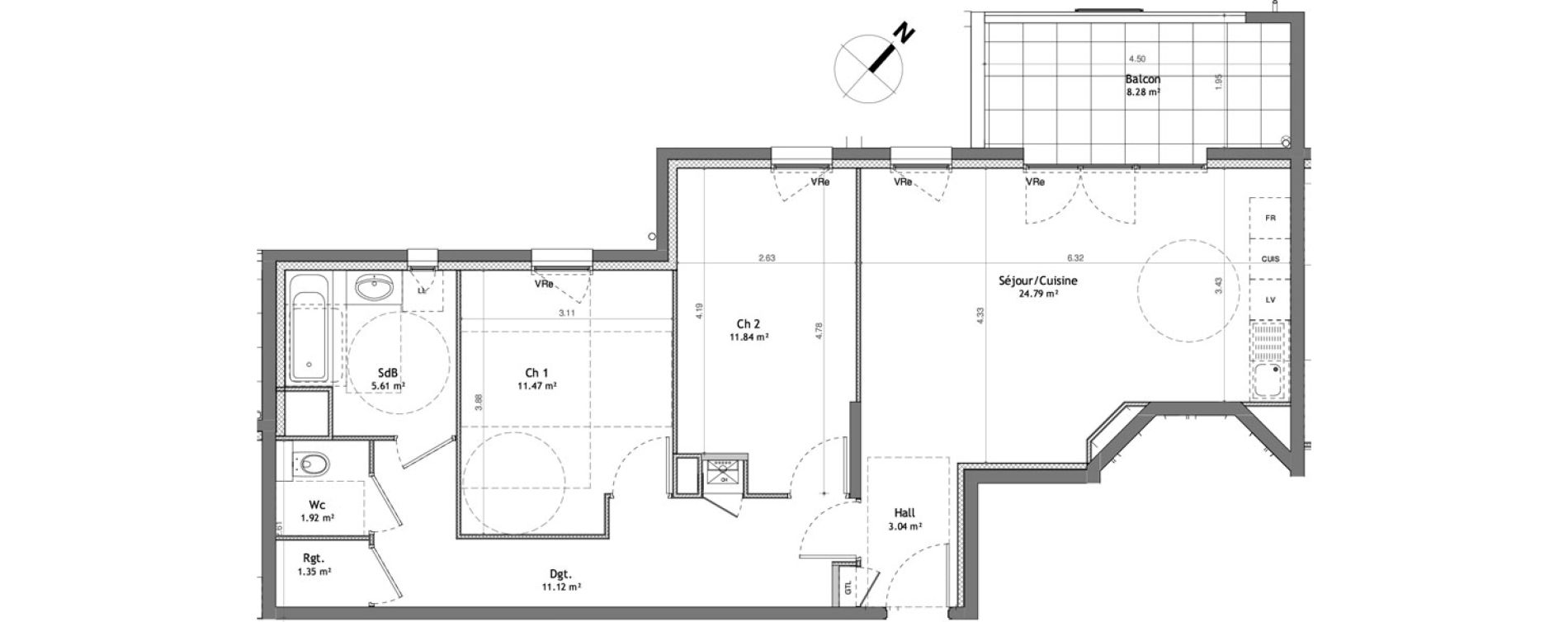 Appartement T3 de 71,14 m2 &agrave; Cessy Centre