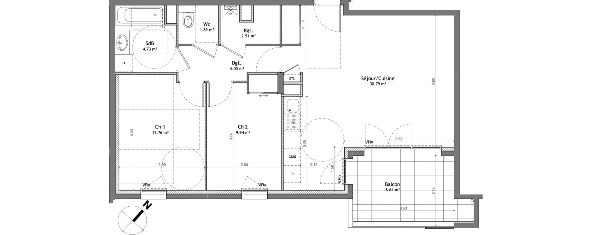 Appartement T3 de 65,62 m2 &agrave; Cessy Centre