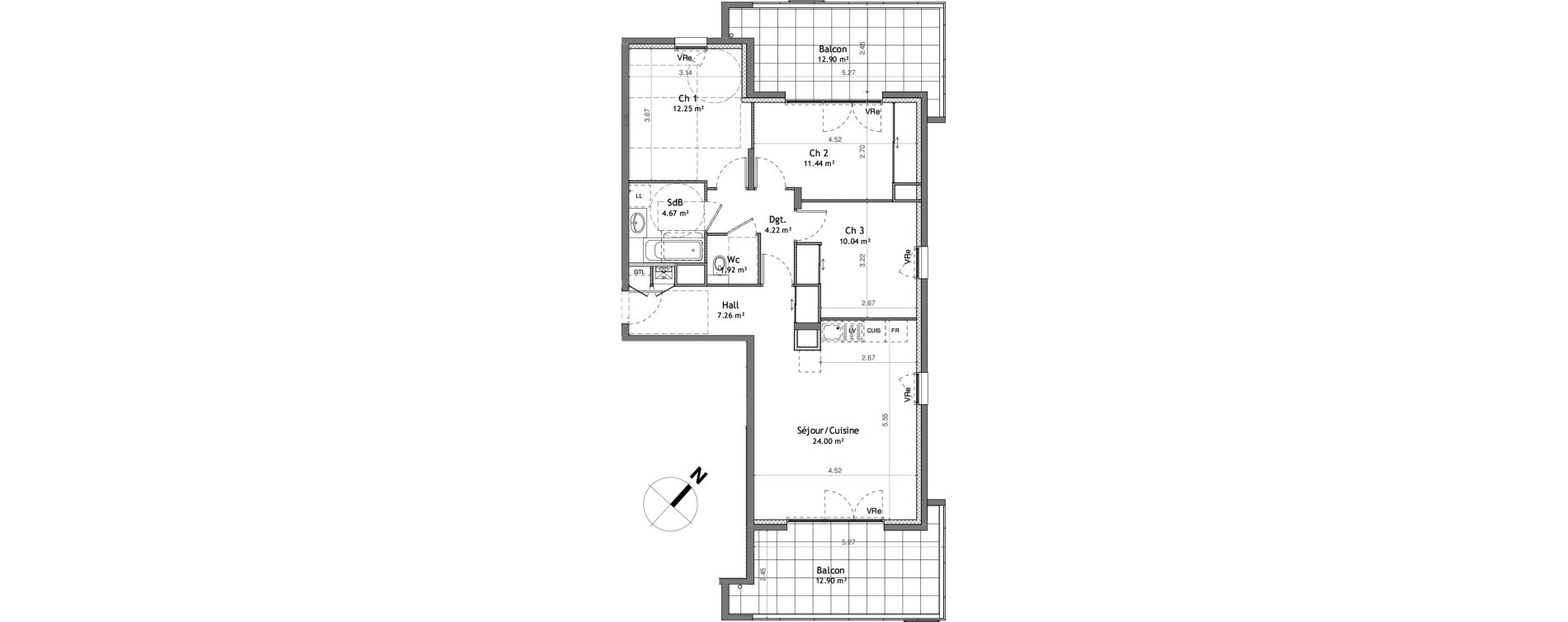 Appartement T4 de 75,80 m2 &agrave; Cessy Centre