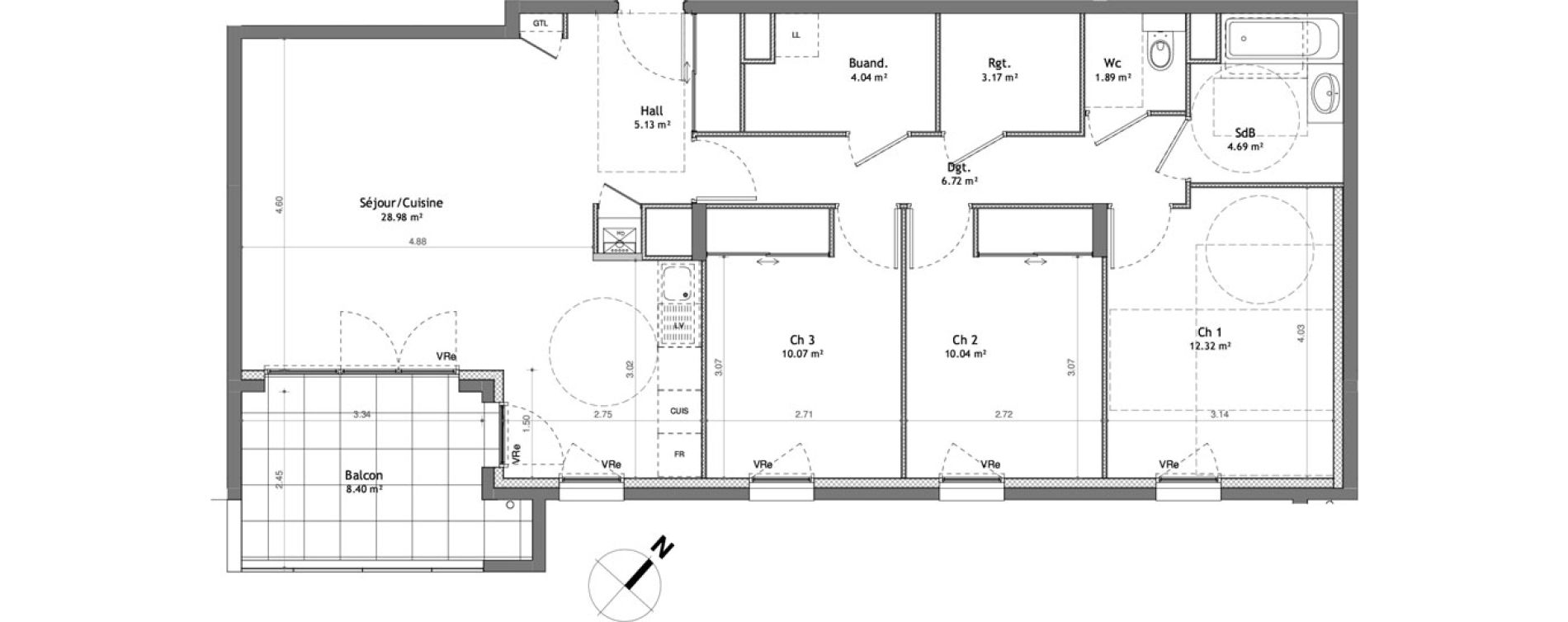 Appartement T4 de 87,05 m2 à Cessy Centre