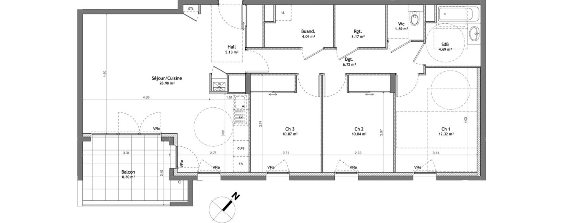 Appartement T4 de 87,05 m2 &agrave; Cessy Centre