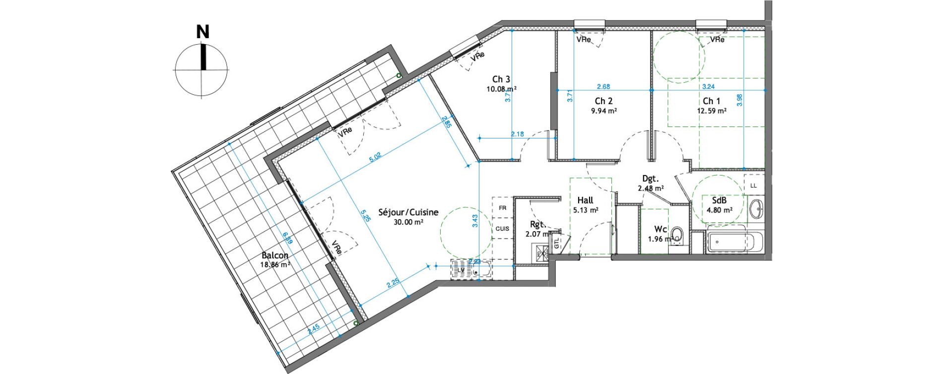 Appartement T4 de 79,05 m2 &agrave; Cessy Centre