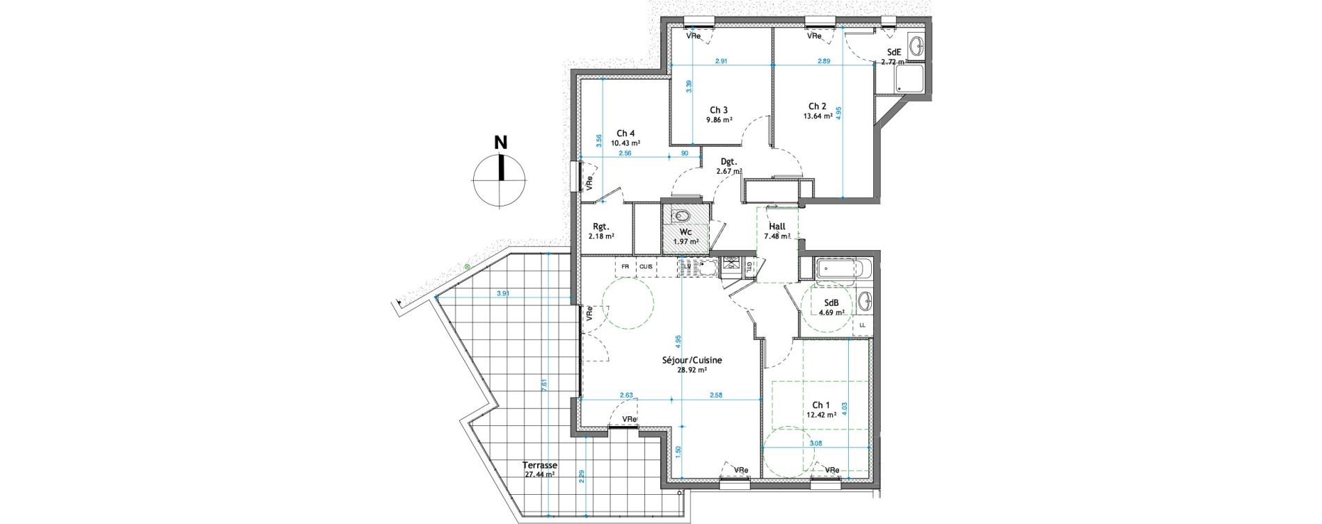 Appartement T5 de 96,98 m2 &agrave; Cessy Centre
