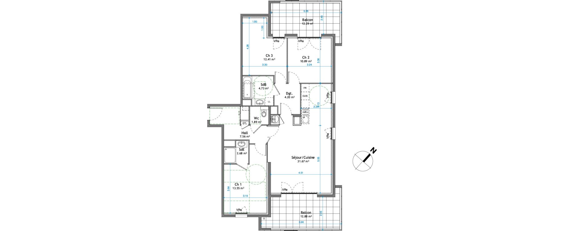 Appartement T4 de 89,58 m2 &agrave; Cessy Centre