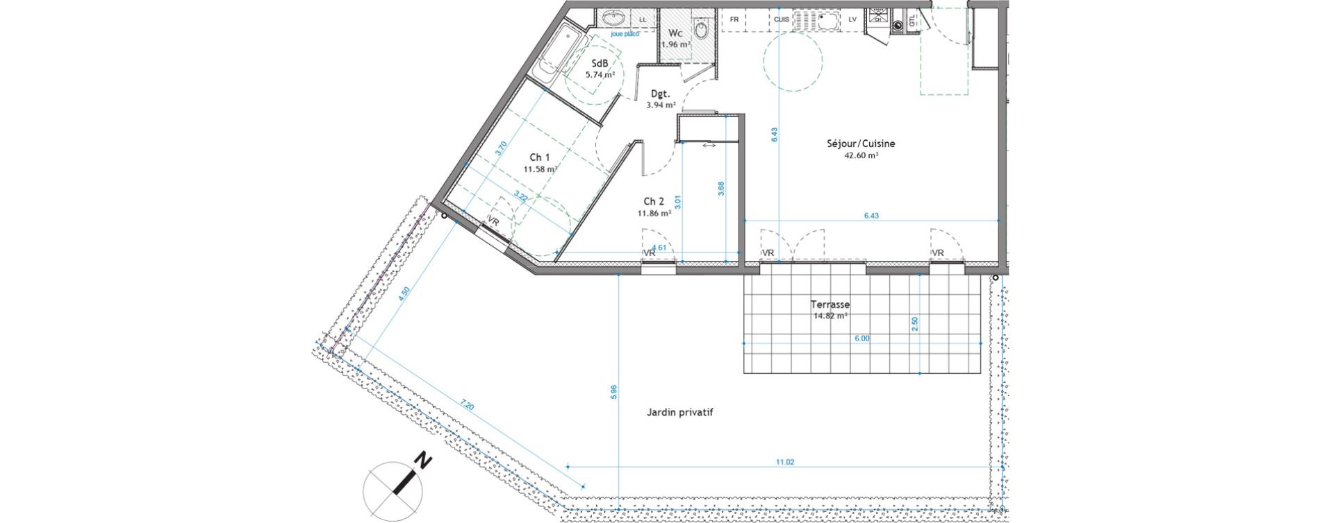 Appartement T3 de 77,68 m2 &agrave; Cessy Centre