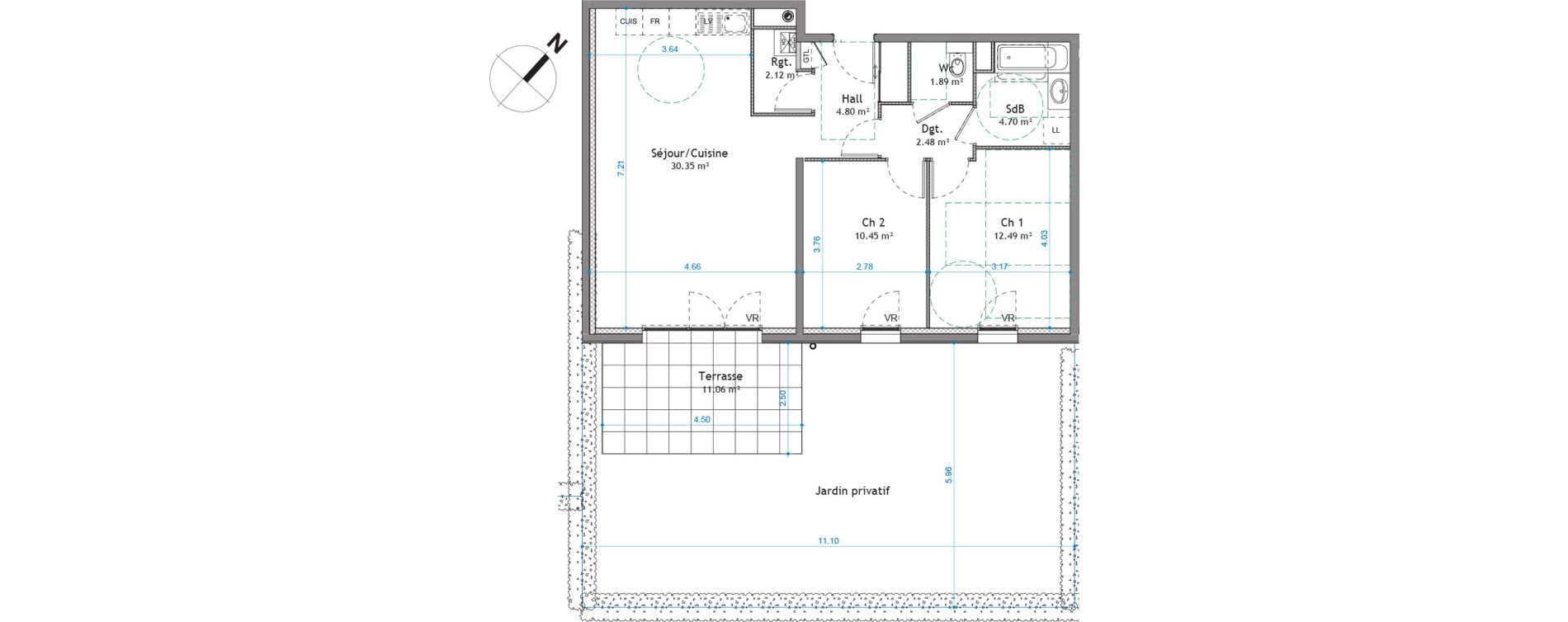 Appartement T3 de 69,28 m2 &agrave; Cessy Centre