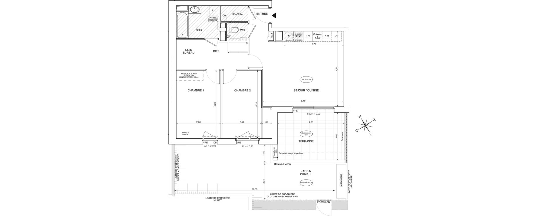 Appartement T3 de 67,76 m2 Crozet Centre