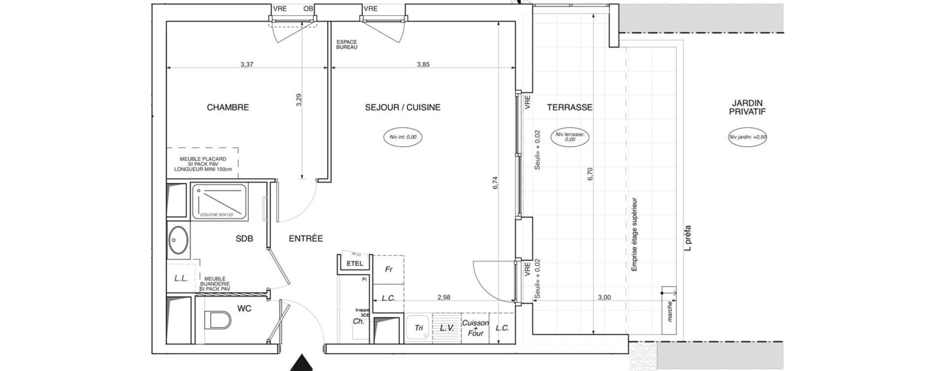 Appartement T2 de 46,25 m2 Crozet Centre