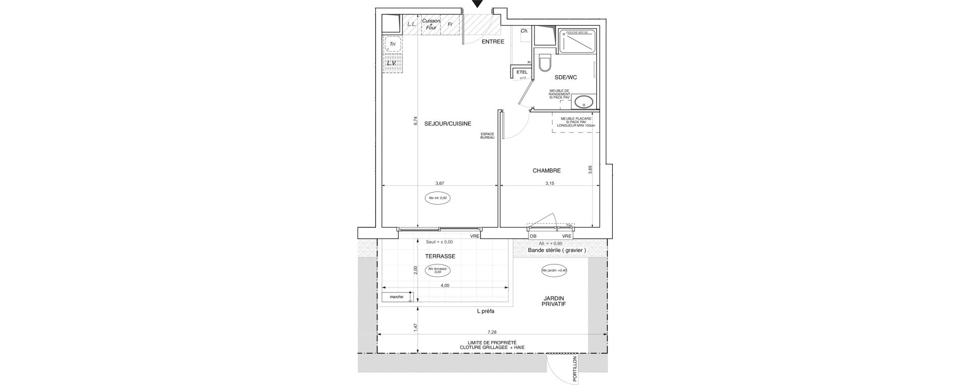 Appartement T2 de 42,89 m2 Crozet Centre