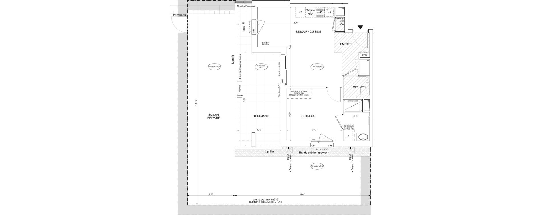 Appartement T2 de 42,87 m2 Crozet Centre