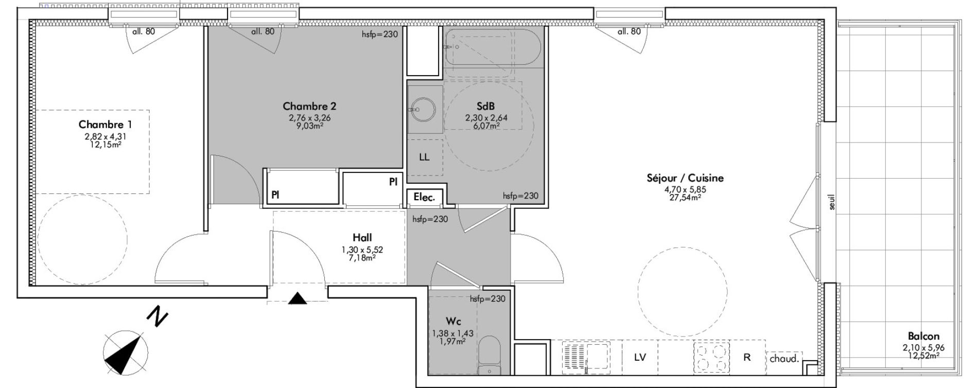 Appartement T3 de 63,94 m2 Crozet Centre