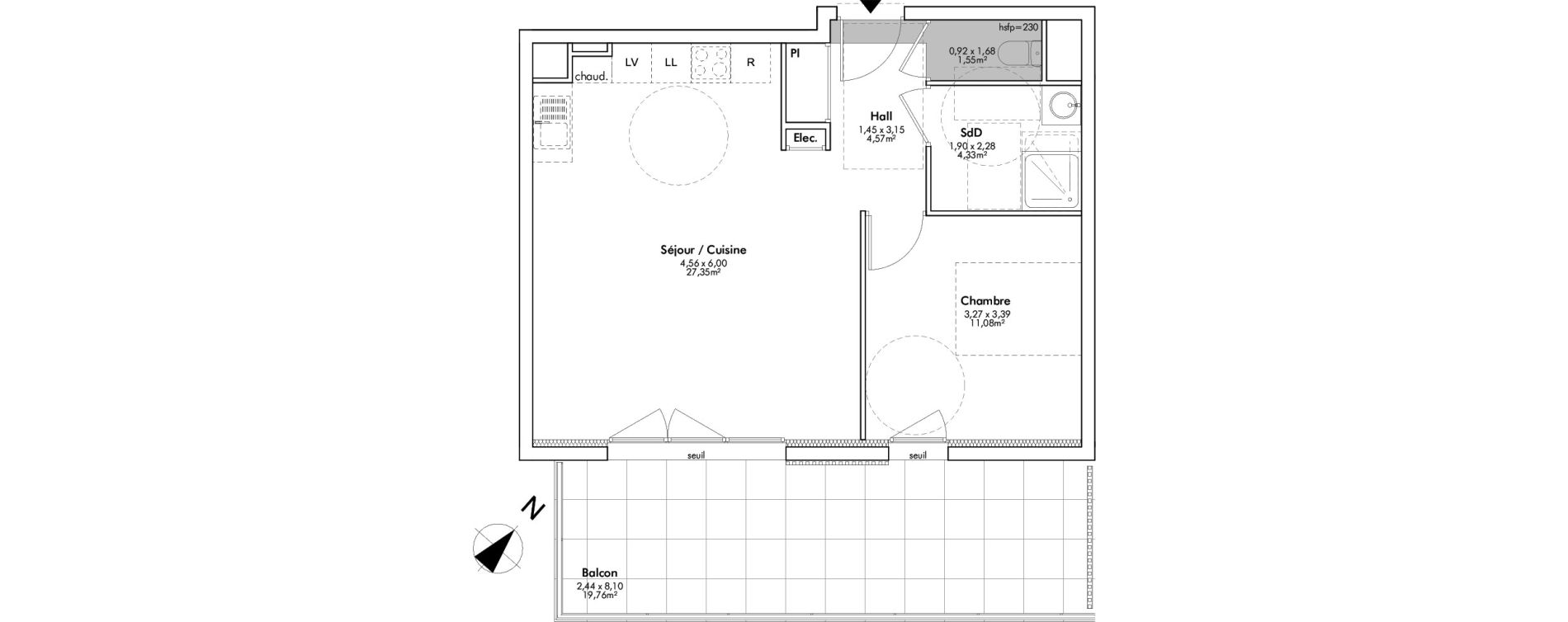 Appartement T2 de 48,88 m2 Crozet Centre