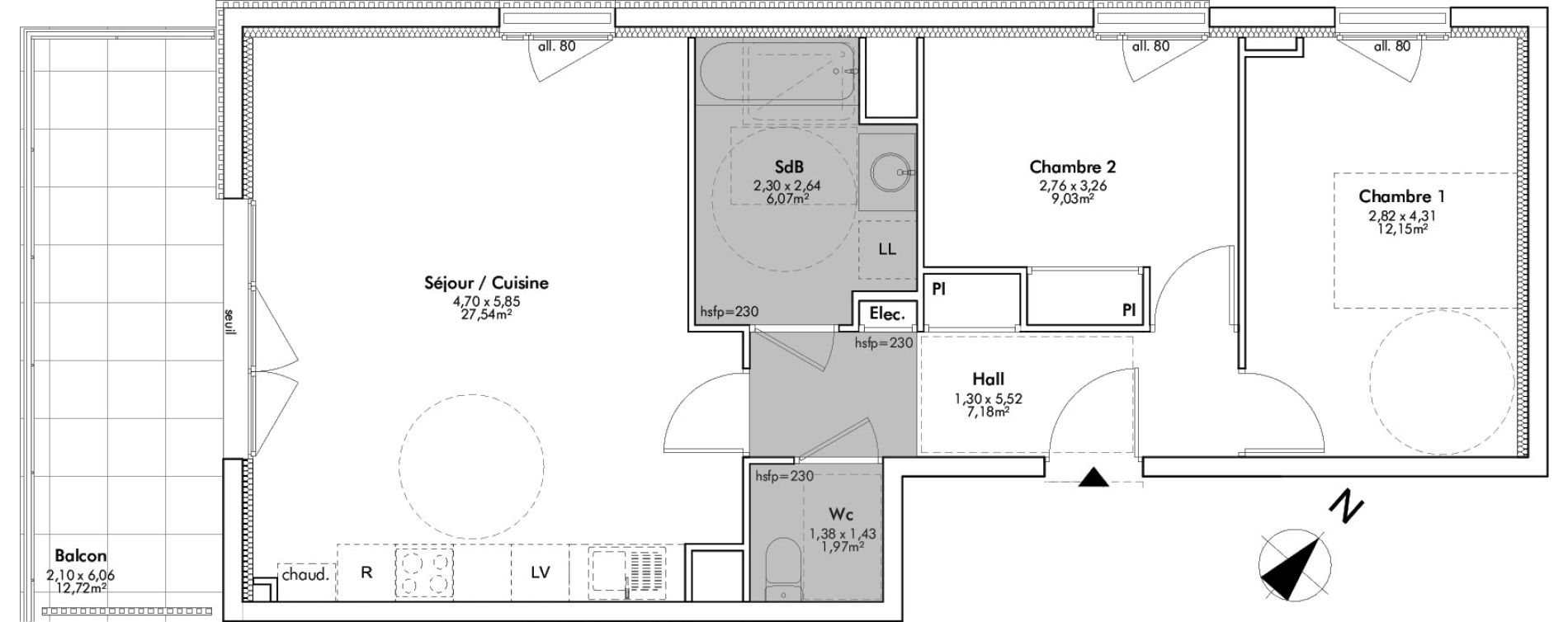 Appartement T3 de 63,94 m2 Crozet Centre